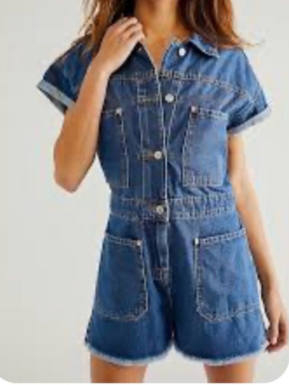 Free People Short Sleeve Denim Romper NWTs